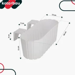 KOTARBAU® Balkonglåda Blomkruka för räcke Oval Rustik Vit 400 MM Set om 6