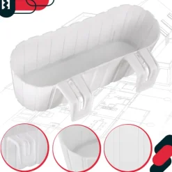 KOTARBAU® Balkonglåda Blomkruka för räcke Oval Rustik Vit 400 MM Set om 6