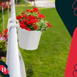 KOTARBAU® Balkonglåda Blomkruka för räcke Oval Rustik Vit 400 MM Set om 6