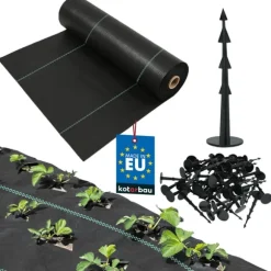 KOTARBAU® Ogrässkyddande Trädgårdstextil Universal För Ogräs Svart Rulle 110 G/M2 0,6 X 100 M + Pinnar