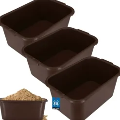 KOTARBAU® Rektangulär trädgårdscontainer Murbrukscontainer 45 l brun 3-pack