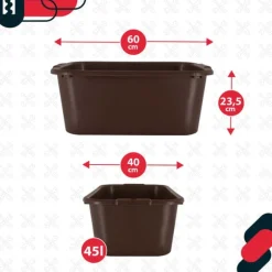 KOTARBAU® Rektangulär trädgårdscontainer Murbrukscontainer 45 l brun 3-pack