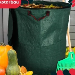 KOTARBAU® Rund hopfällbar trädgårdskorg för löv och gräs med dragkedja 272 l