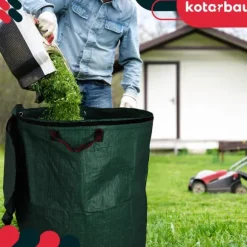 KOTARBAU® Rund hopfällbar trädgårdskorg för löv och gräs med dragkedja 272 l