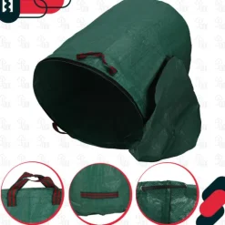 KOTARBAU® Rund hopfällbar trädgårdskorg för löv och gräs med dragkedja 272 l