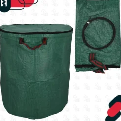 KOTARBAU® Rund hopfällbar trädgårdskorg för löv och gräs med dragkedja 272 l