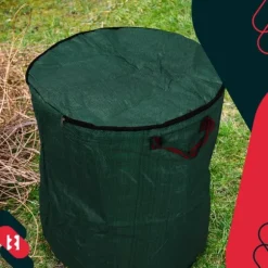 KOTARBAU® Rund hopfällbar trädgårdskorg för löv och gräs med dragkedja 272 l