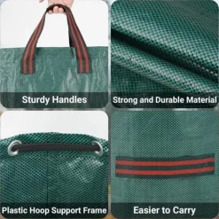 Kraftiga trädgårdsavfallspåsar - 500L x 2-pack Återanvändbara trädgårdsavfallspåsar med handtag