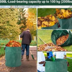 Kraftiga trädgårdsavfallspåsar - 500L x 2-pack Återanvändbara trädgårdsavfallspåsar med handtag