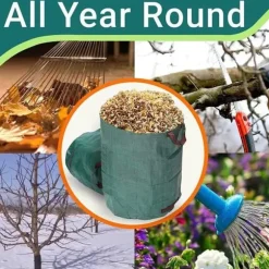 Kraftiga trädgårdspåsar - 272 liter - 3 påsar - Industri- och tyghandtag - Gröna papperskorgar - Återanvändbara[92]