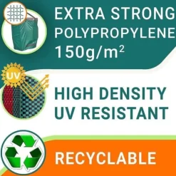 Kraftiga trädgårdspåsar - 272 liter - 3 påsar - Industri- och tyghandtag - Gröna papperskorgar - Återanvändbara[92]