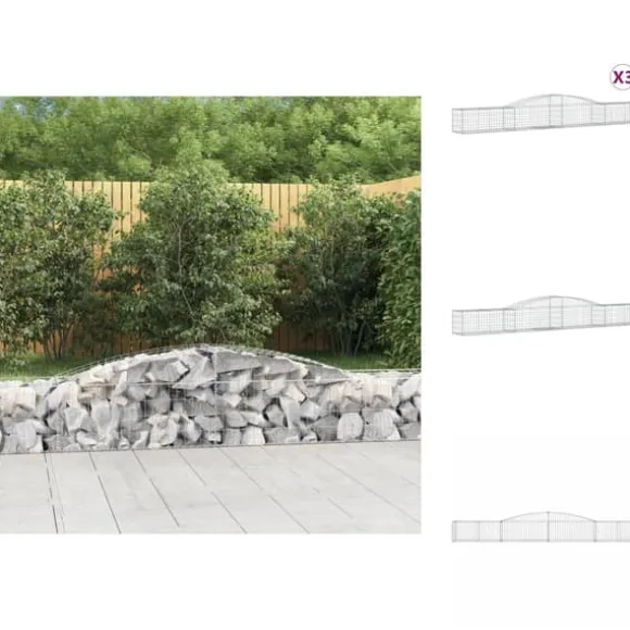 Krukor & odlingslådor - Living Gabioner bågformade 3 st 400x50x40/60 cm galvaniserat järn