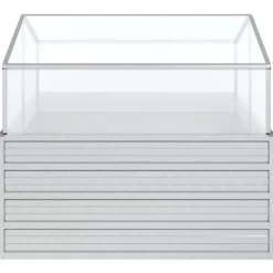 Krukor & odlingslådor - Living Upphöjd odlingslåda med växthus 100x100x85 cm silver