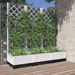 Krukor & odlingslådor - Living Odlingslåda med spaljé vit 120x40x121,5 cm PP