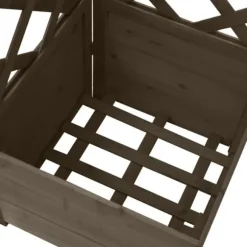 Krukor & odlingslådor - Living Hörnspaljé med odlingslåda grå 40x40x150 cm massivt granträ