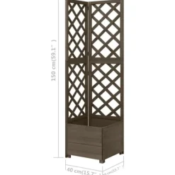 Krukor & odlingslådor - Living Hörnspaljé med odlingslåda grå 40x40x150 cm massivt granträ