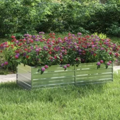 Krukor & odlingslådor - Living Odlingslåda upphöjd galvaniserat stål 160x80x45 cm silver