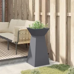 Kubiskt växtställ i antracit - Modern växtdisplay för inomhus & utomhus | Färg: Antracit | Storlek: 35x35x73 cm