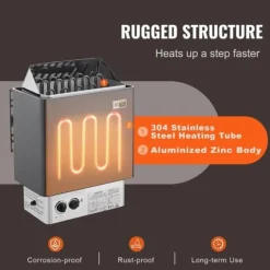 8KW Elektrisk Bastuvärmare, Inbyggd Kontroll, Anpassad för 8-12 m³ Hemma Spa