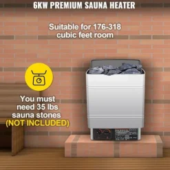 6kW hem/kommersiell väggmonterad elektrisk bastuaggregat med extern styrenhet, justerbar tid och temperatur, lätt att installera