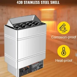 6kW hem/kommersiell väggmonterad elektrisk bastuaggregat med extern styrenhet, justerbar tid och temperatur, lätt att installera