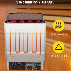 6kW hem/kommersiell väggmonterad elektrisk bastuaggregat med extern styrenhet, justerbar tid och temperatur, lätt att installera