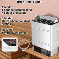 6kW hem/kommersiell väggmonterad elektrisk bastuaggregat med extern styrenhet, justerbar tid och temperatur, lätt att installera