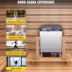 6kW hem/kommersiell väggmonterad elektrisk bastuaggregat med extern styrenhet, justerbar tid och temperatur, lätt att installera