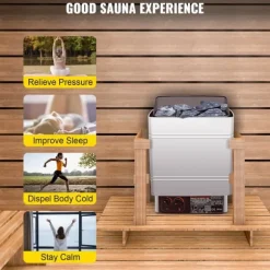 9kW hem/kommersiell väggmonterad elektrisk bastuaggregat med extern styrenhet, justerbar tid och temperatur, lätt att installera