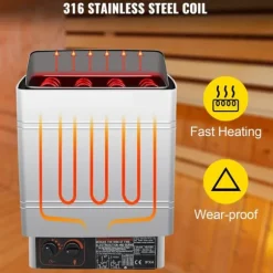 9kW hem/kommersiell väggmonterad elektrisk bastuaggregat med extern styrenhet, justerbar tid och temperatur, lätt att installera