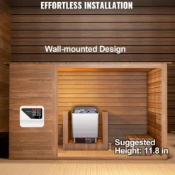 9kW hem/kommersiell väggmonterad elektrisk bastuaggregat med extern styrenhet, justerbar tid och temperatur, lätt att installera