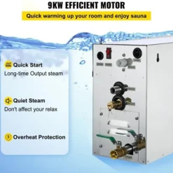 9KW ånggenerator för SPA-rum, digital display, 35℃-55℃, bastu, hem & kommersiell ånggeneratorsats.