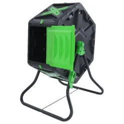 70L Kompostbehållare, Enkel sidoglidande åtkomst,Svart Grön