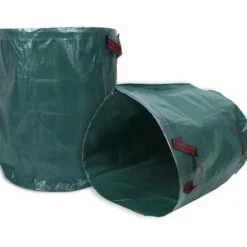 272L trädgårdsväska, 2-pack återanvändbara rivsäkra återvinningspåsar 4 handtag, vattenavvisande avfallspåse i förstärkt tyg [1274]