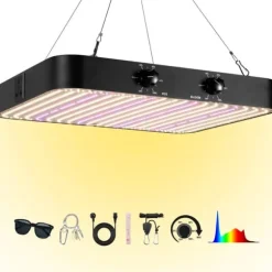 LED Växtlampa, Dubbel Läge, Fullspektrum Belysning,2000W Svart, EU