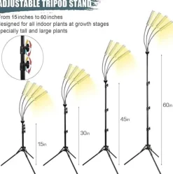 LED växtlampa för inomhusbruk – 420 fullspektrum LED med justerbart stativ 40–160 cm, golvlampa för odlingsväxter