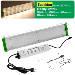 LED Växtlampa, Fullspektrum 85W, Justerbar Ljusstyrka,Solliknande Ljus