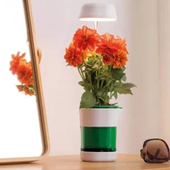 LED Växtlampa med Självvattnande Kruka – Fullspektrum Växtbelysning