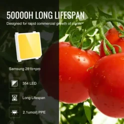 LED Växtlampa, 150W Full Spektrum Dimbar, Högavkastande Samsung 2B1B Dioder för inomhusodling, Fröplantor och Blomning.