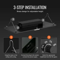 LED Växtlampa, 200W Full Spektrum Dimbar, Hög Avkastning Samsung Dioder för Inomhusodling, Fröplantor och Blomning.