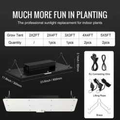 LED Växtlampa, 200W Full Spektrum Dimbar, Hög Avkastning Samsung Dioder för Inomhusodling, Fröplantor och Blomning.