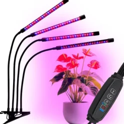 LED-växtlampa 80 dioder TIMER 25 W hemmaodling med nätadapter