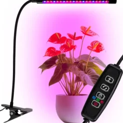 LED-växtlampa 20 dioder TIMER 9 W för hemmaodling utan nätadapter