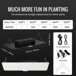 LED-växtlampa, fullspektrum, justerbar ljusstyrka,200W