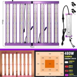 LED-växtljus, fullspektrum, dimmbara kontroller,480W