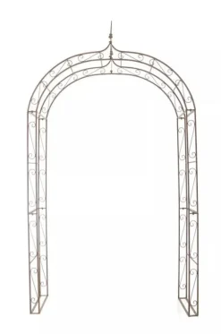 Lenz Antique Brown Metal Rose Arch - 264 cm High Climbing Trellis for Gardens