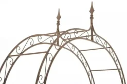 Lenz Antique Brown Metal Rose Arch - 264 cm High Climbing Trellis for Gardens