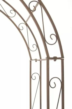 Lenz Antique Brown Metal Rose Arch - 264 cm High Climbing Trellis for Gardens