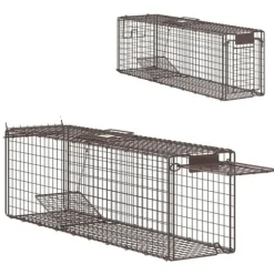 Levande djurfälla, Mått 100x24x30 cm, Två dörrar, Färgval,Brun