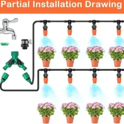 Lollanda 50 m droppbevattningssystem för trädgård set – Automatisk bevattning för trädgård, växthus, gräsmatta och terrass